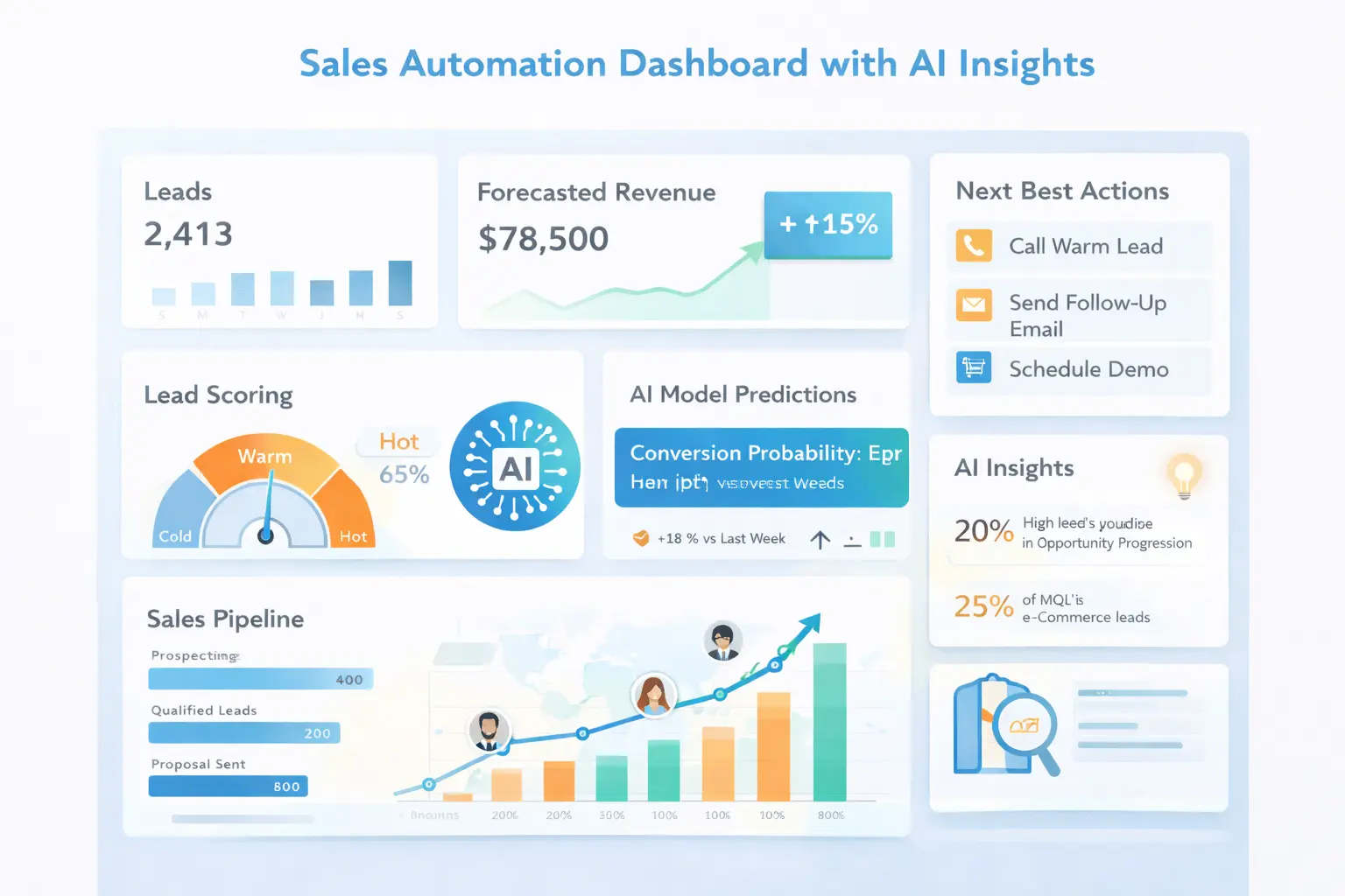 AI sales automation dashboard with insights