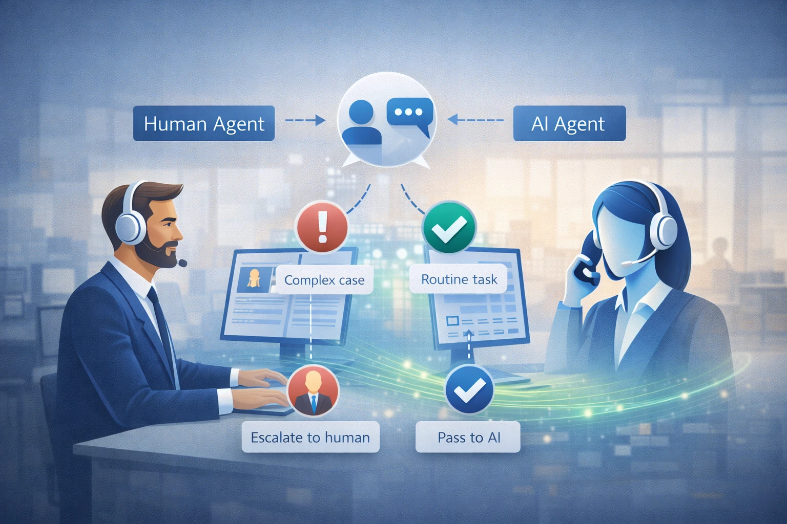 Human agents and AI voice agents working together