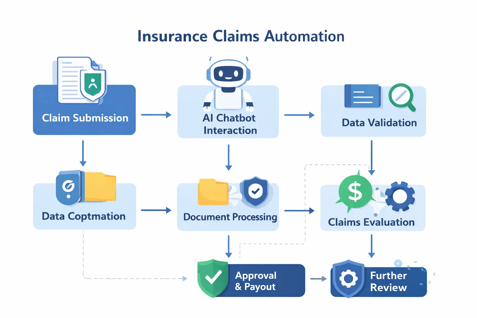 AI driven insurance claims automation workflow diagram