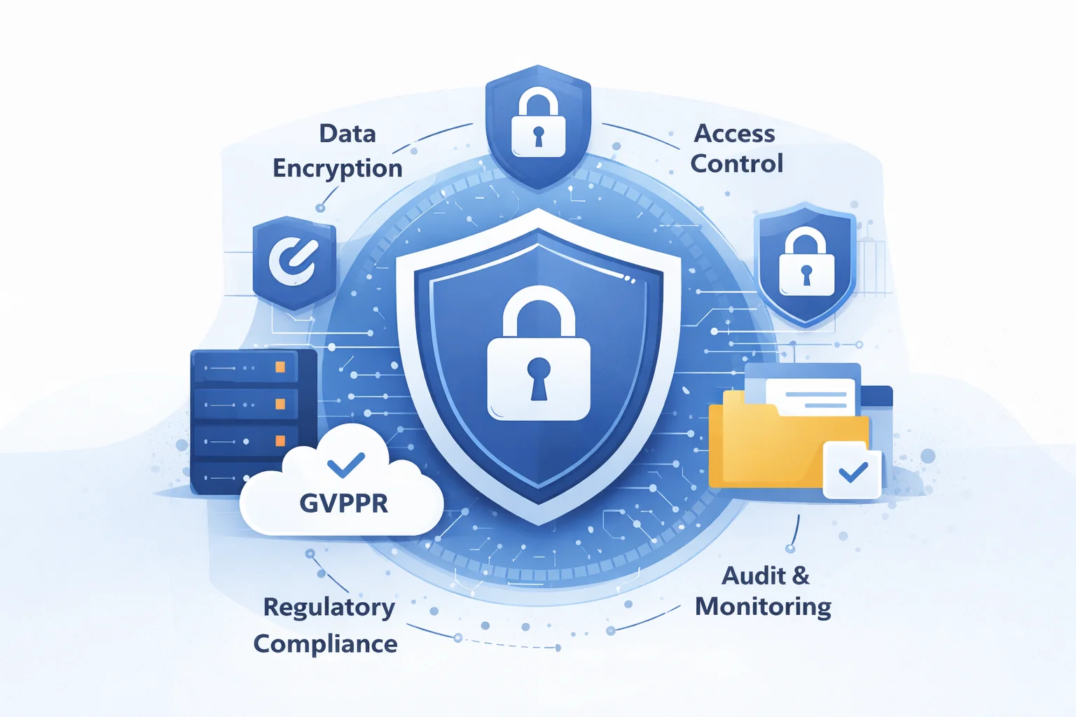 Insurance data security and regulatory compliance illustration