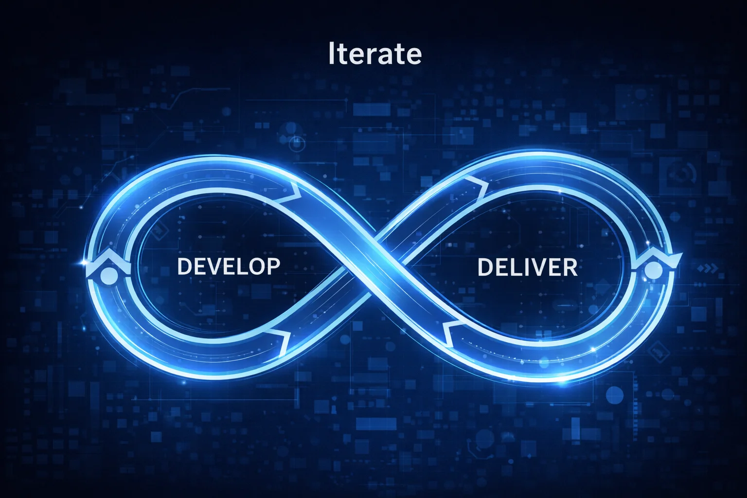 Beyond the Buzzword: Practical Steps for Implementing Digital Transformation with Nyx Wolves 6 Digital transformation continuous improvement cycle illustrated with an infinity loop dashboard representing agile iteration, optimization, and ongoing business process enhancement.