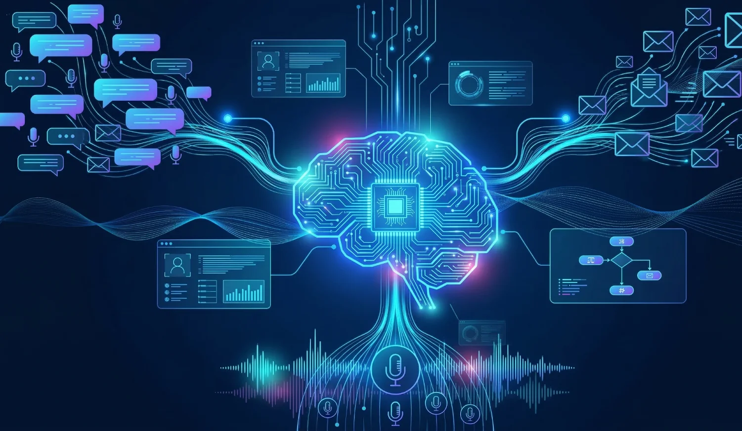 Core technologies powering AI customer support agents including language understanding and automation.