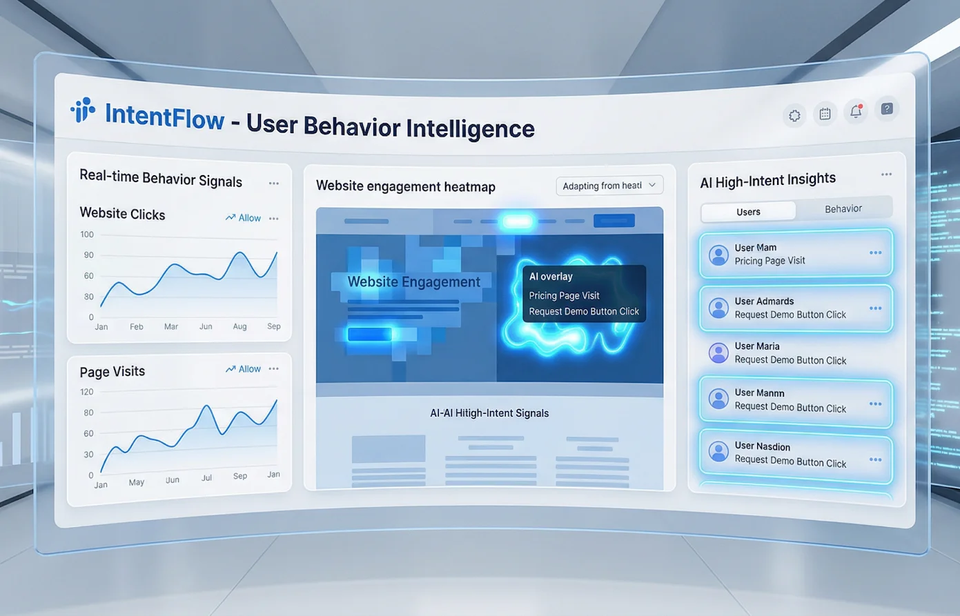 AI analyzing user behavior and engagement signals to detect high intent prospects in real time