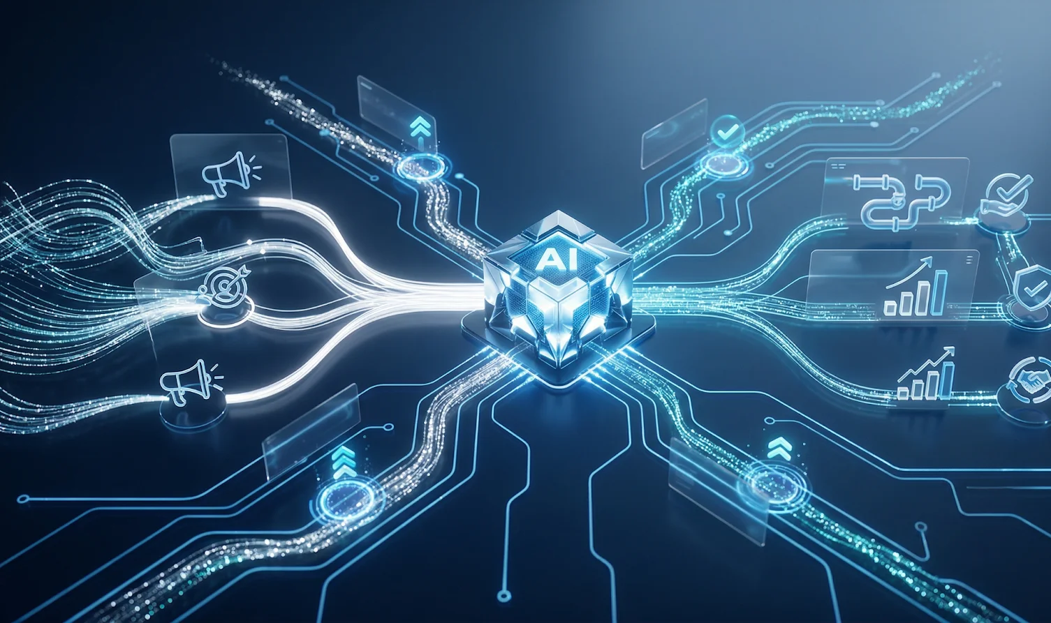 AI autonomously aligning marketing and sales systems with real time data flow and intelligent decision making