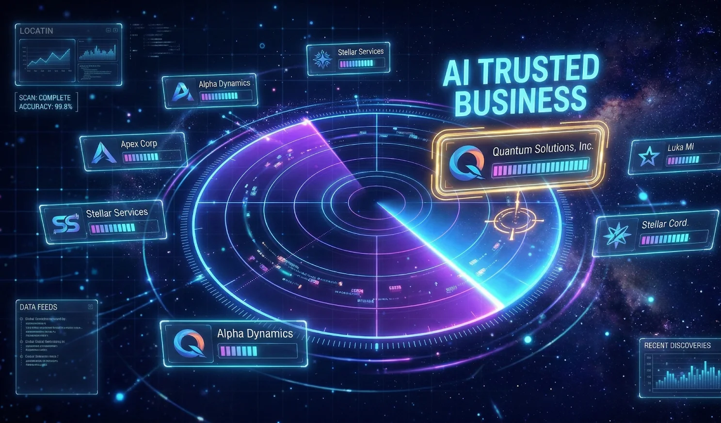 AI knowledge graph connecting service pages blogs and case studies to understand a company’s expertise and domain authority