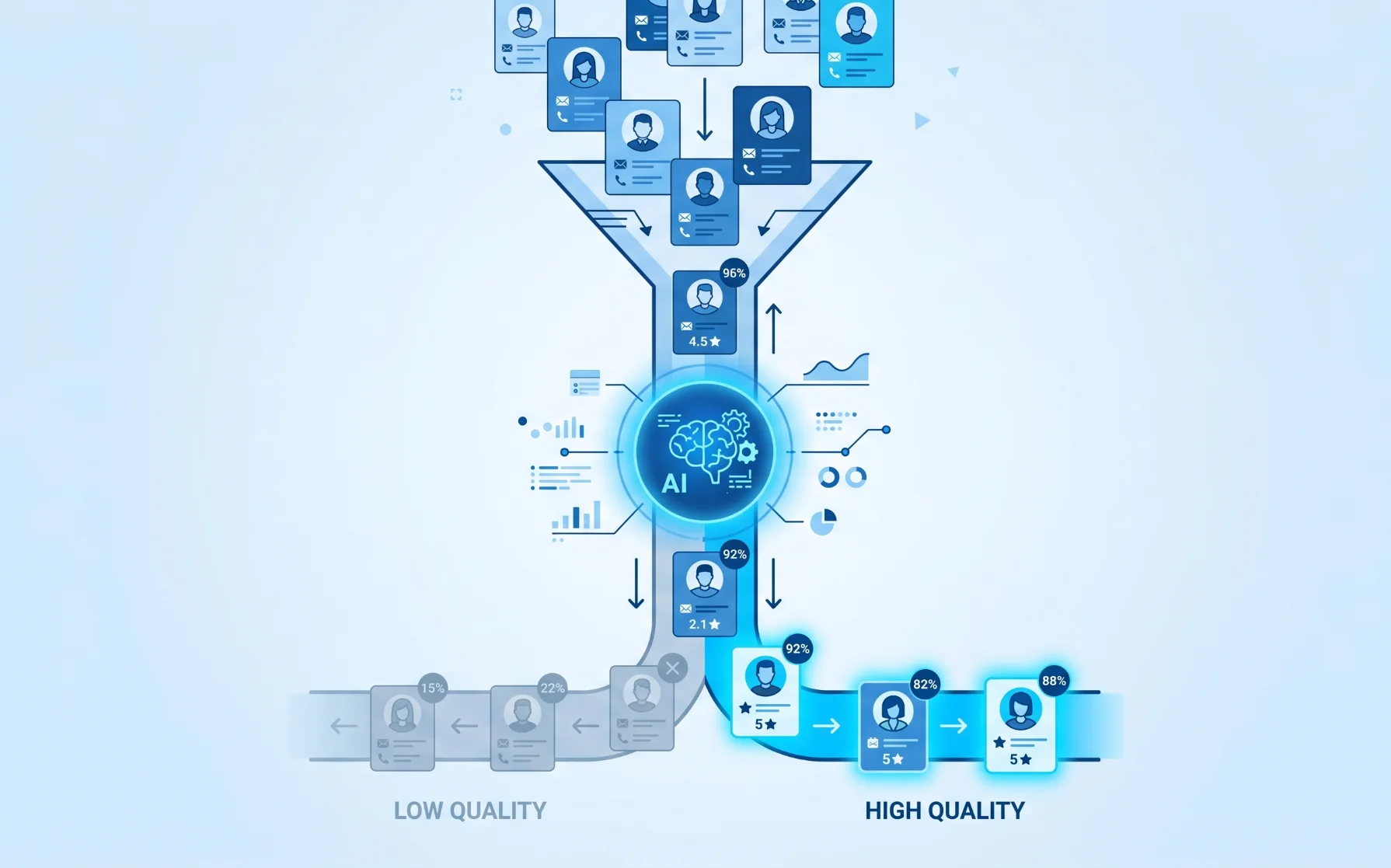 AI automatically qualifying and scoring incoming leads based on intent signals