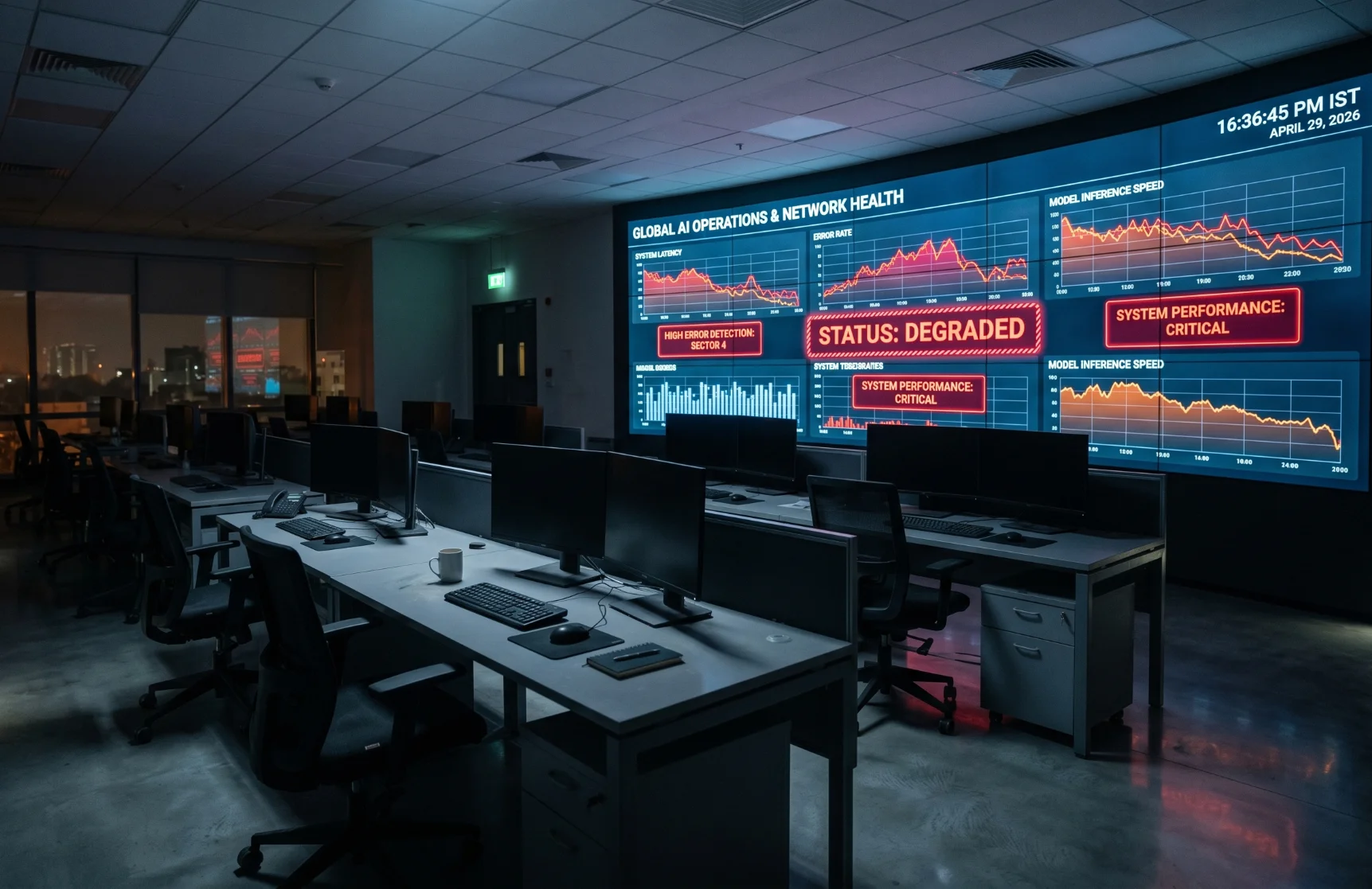 AI system running without monitoring or ownership in an empty office