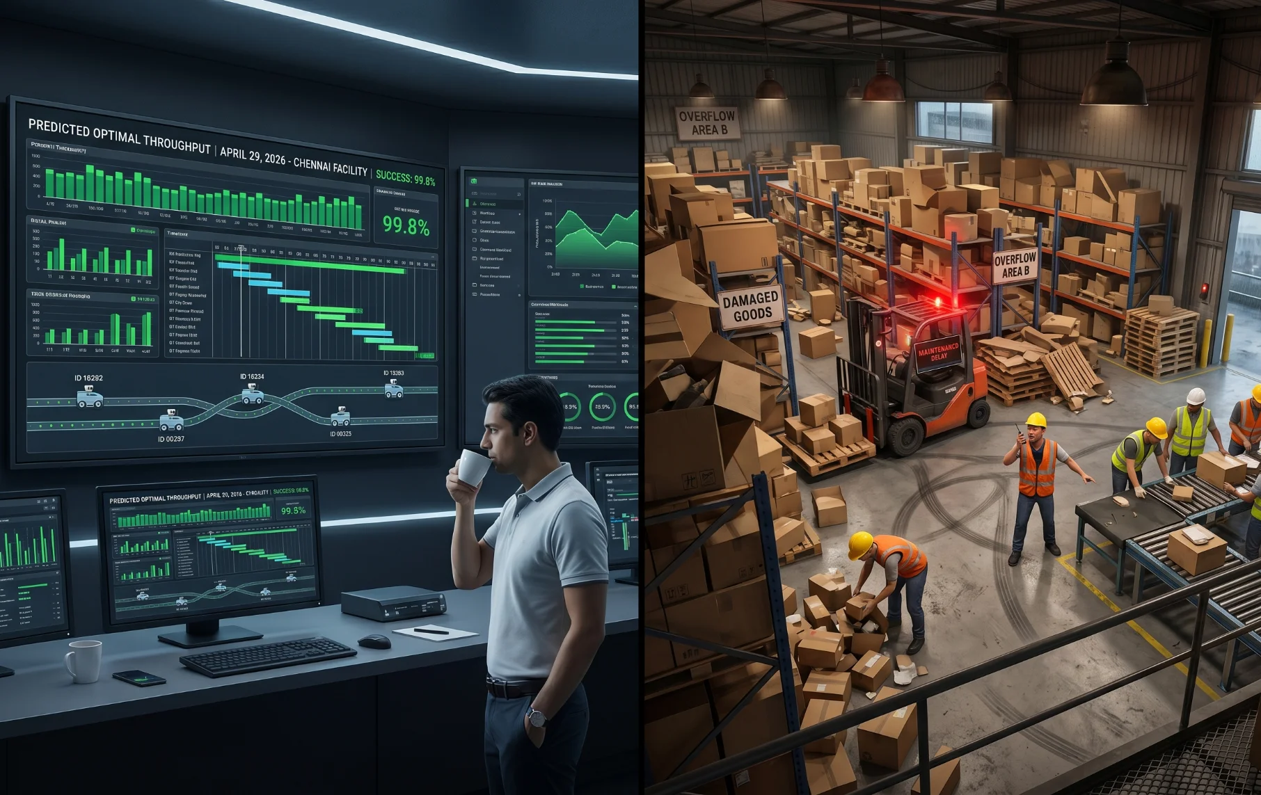 Mismatch between AI system predictions and actual operational conditions