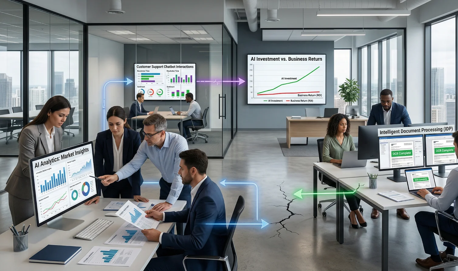 Disconnected AI tools across departments failing to translate into measurable business outcomes