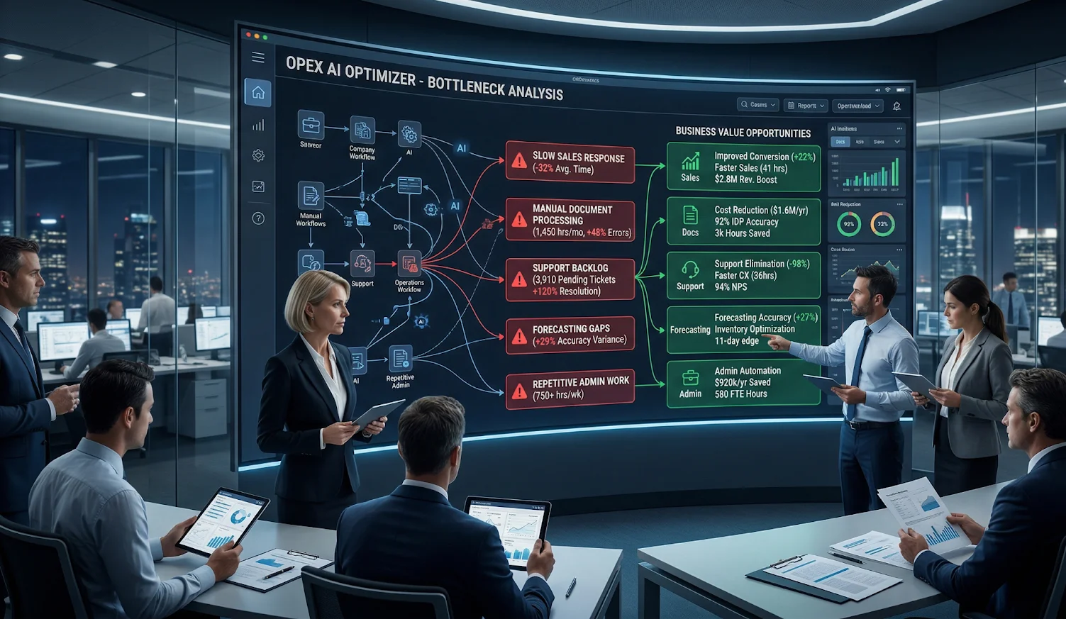 AI identifying costly business bottlenecks and mapping them to high value automation opportunities