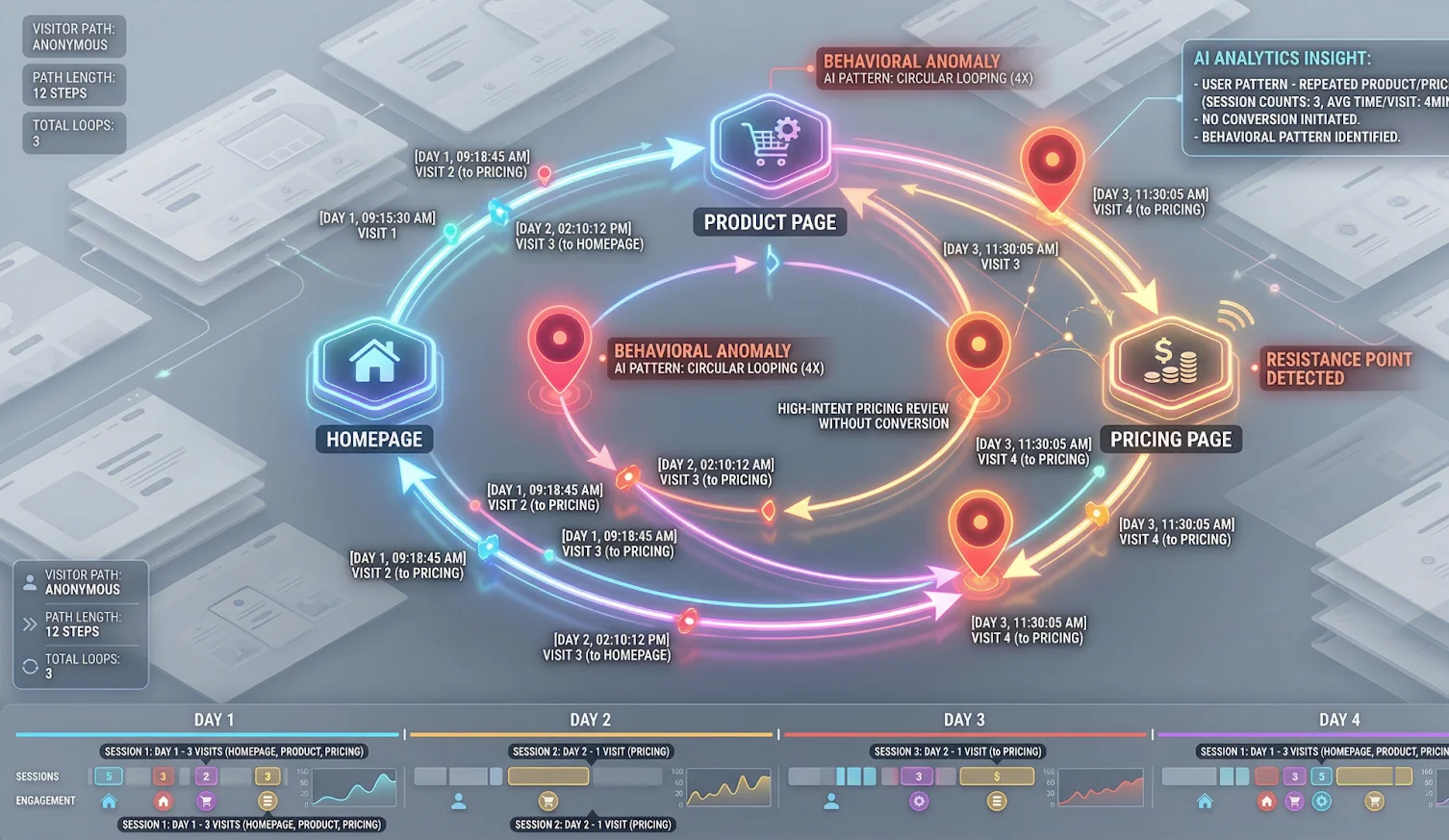 AI mapping repeated user visits without form submission