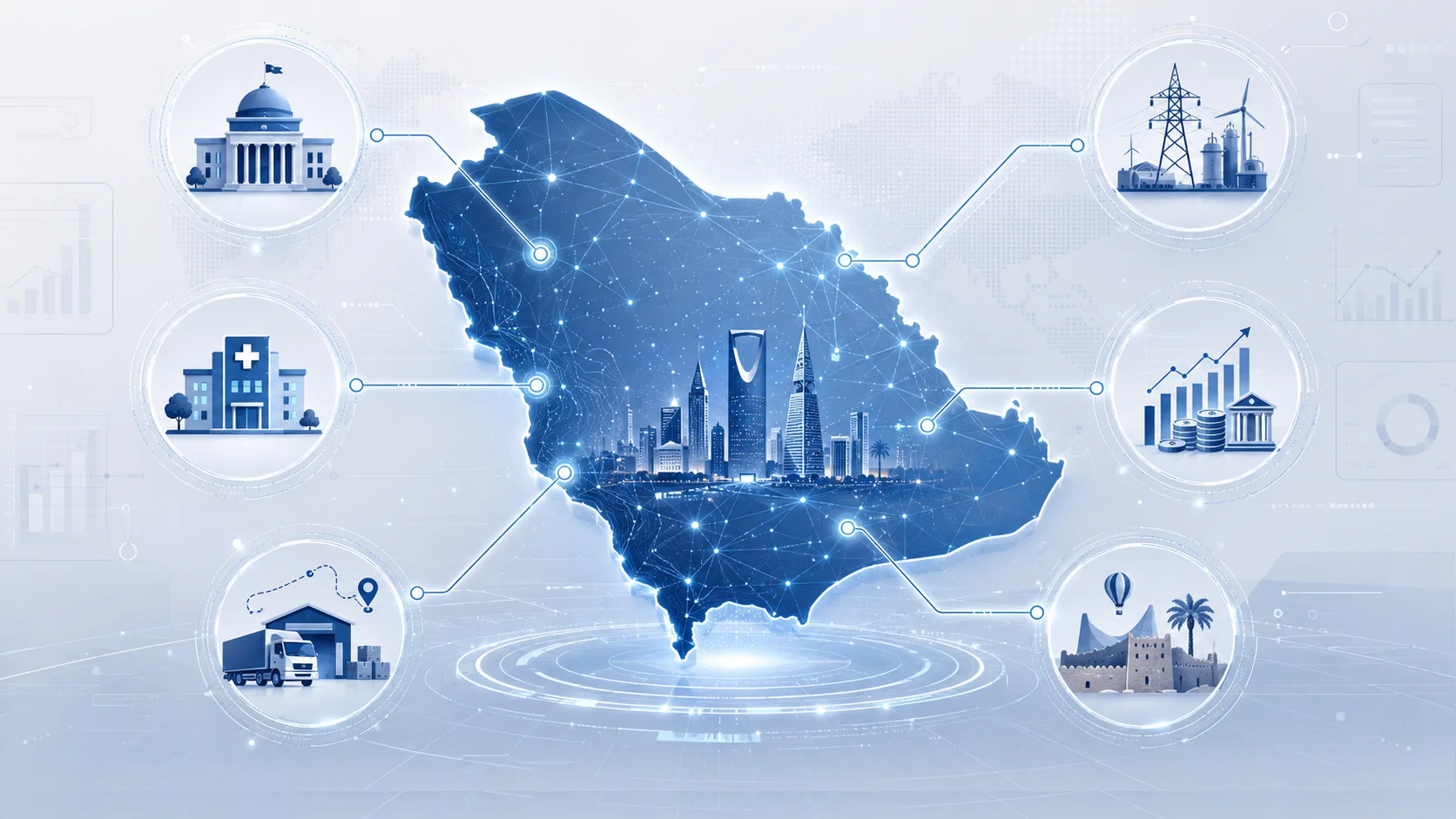 Vision 2030 AI opportunities across Saudi government healthcare logistics energy finance and tourism.