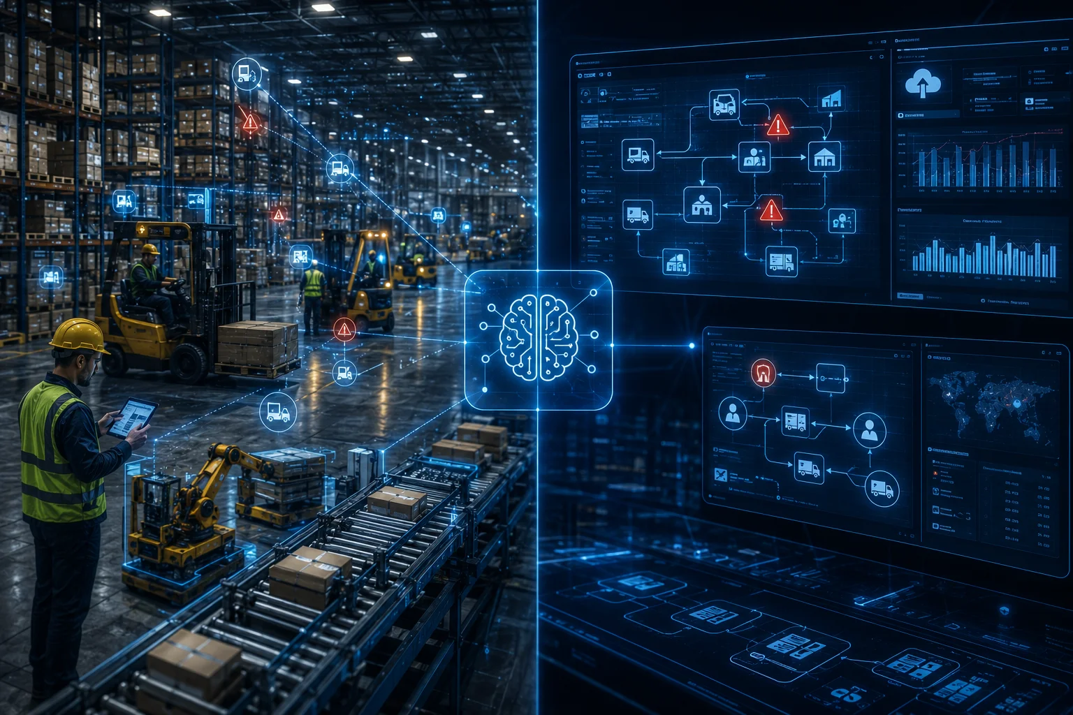 AI powered operational monitoring correcting workflow gaps inside warehouse operations