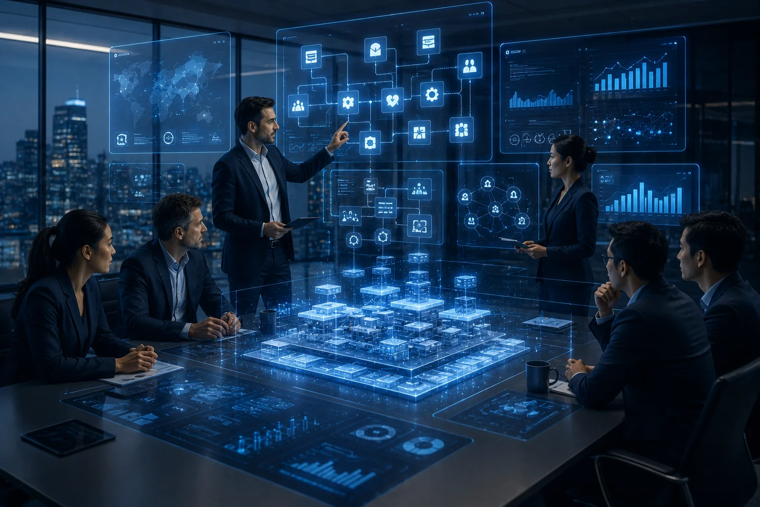 Enterprise AI strategy planning focused on workflows scalability and operational efficiency